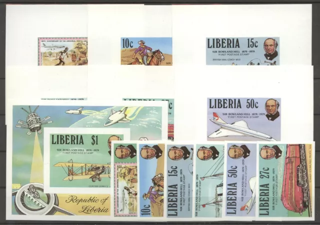 Hill, Marke auf Marke, Eisenbahn, Concorde, Schiff - Liberia - B ** MNH 1979