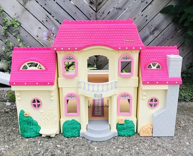 VTG FISHERPRICE 1997 Loving Family Grand Doll House w/ Pink Roof 74618