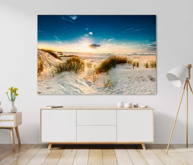 Leinwand Bild Meer Strand Sonnenuntergang Beach Wandbilder Kunstdruck Bilder