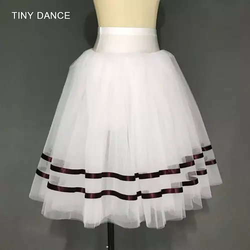 Top Quality Girls Ballet Dance Tutu Skirt Ribbon Trim  Ballet Tutus Half Costume 5