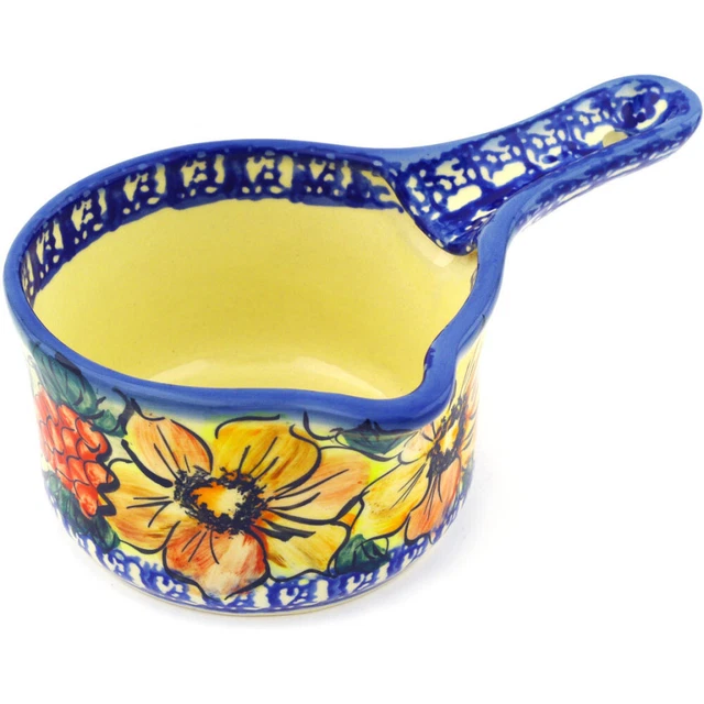 Polish Pottery Gravy Boat 10 oz Colorful Bouquet UNIKAT