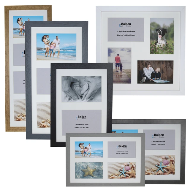 MULTI APERTURE PHOTO Picture WOOD Frames Holds 2, 3 or 4 Photos Various