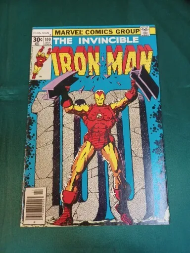 The Invincible Iron Man  # 100 Marvel 7/77 Key Land Mark 30c Issue in VF+ 🏍️