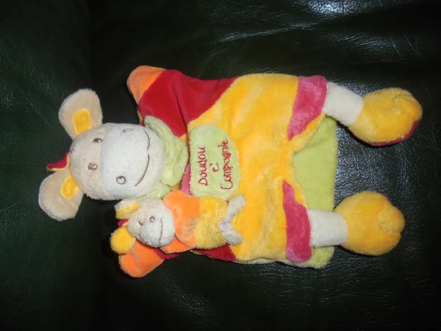 Marionnette Cheval Ane Et Son Bebe Rouge Jaune Orange Doudou Et Compagnie