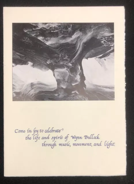 Photographer *WYNN BULLOCK* 1975 Memorial Remembrance INVITATION