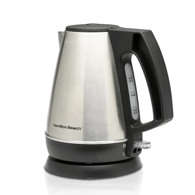 Hamilton Beach Electric Kettle, 1 Liter Capacity, Stainless Steel and Black, Mod