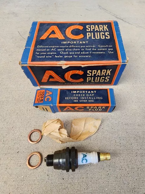 103-S 10MM Thread AC Spark Plugs 11/16" Hex Box of 10 NOS Vintage Car Truck Plug