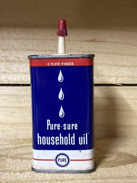 VINTAGE PURE OIL COMPANY HOUSEHOLD OIL HANDY OILER OIL CAN 4oz