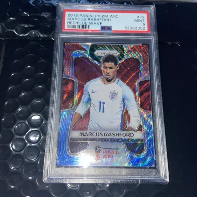 Panini Prizm World Cup 2018 Marcus Rashford Man Utd England Red Blue Wave PSA 9