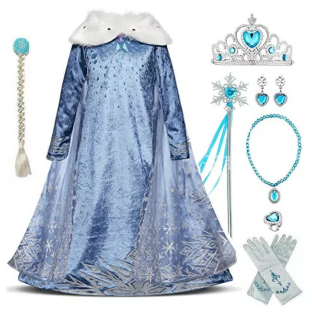 Mädchen Prinzessin Anna Elsa Kostüm Cosplay Party Outfit Kinder Kleid Karneval