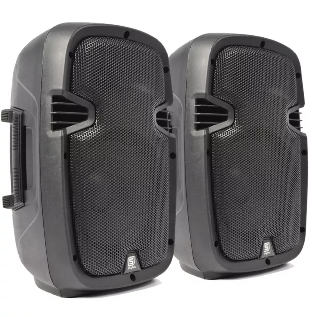 2 X Skytec Compact Active Powered 8" Dj Disco Pa Speaker Monitors 400 Watt Pair