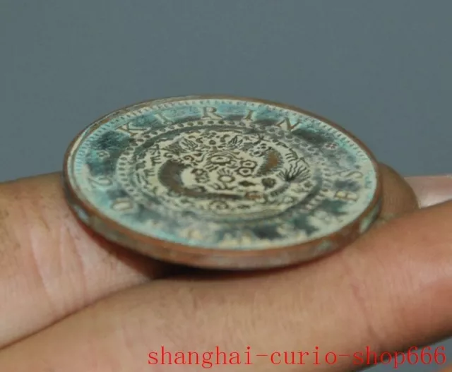 35mm Collect Ancient old Chinese qing dynasty bronze palace Copper coin statue 3