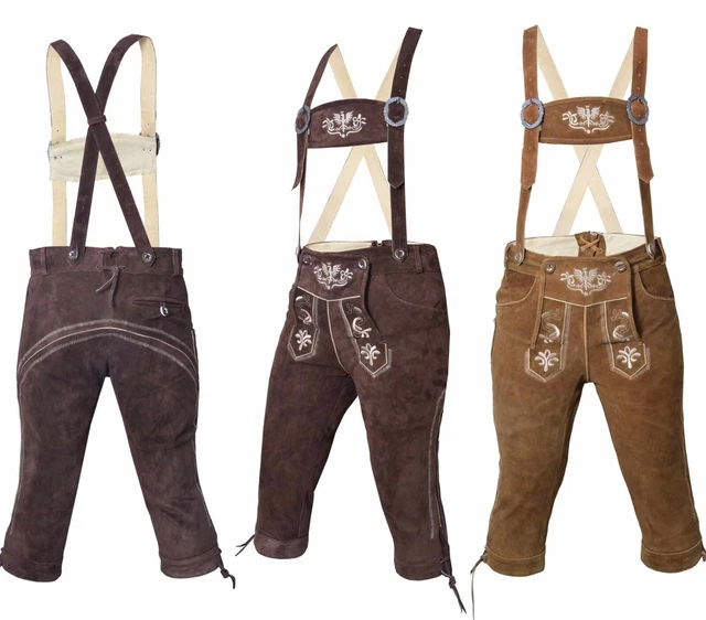 Herren Trachtenlederhose mit Träger Kniebund Tracht Hose Gr. 46-62 Oktoberfest