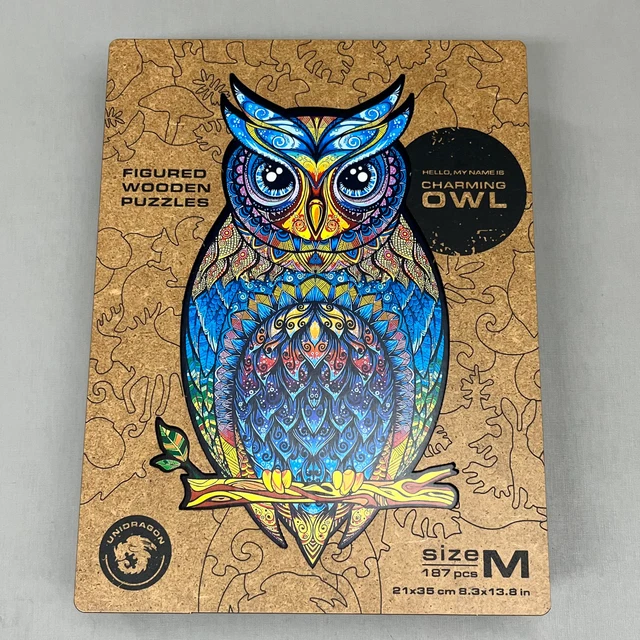 UNIDRAGON Charming Owl Complete Wooden Jigsaw Puzzle Medium 187 Pieces (New) 3