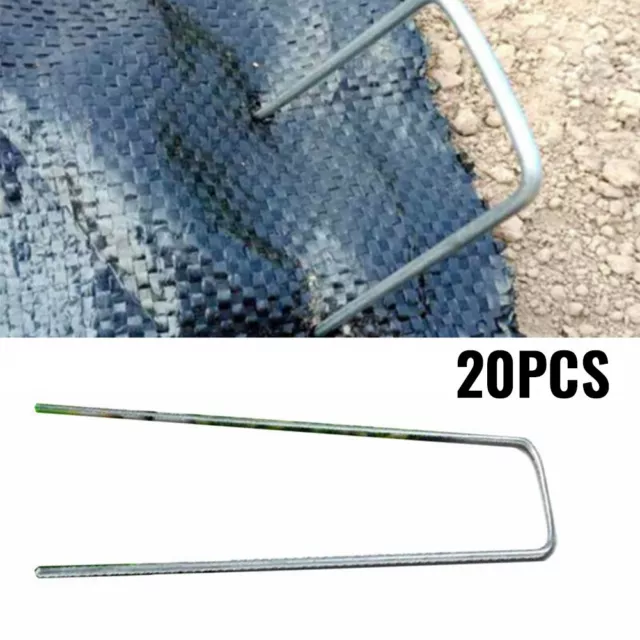 20pcs Metal U Shaped Turf Pin Floor Clip Garden Tent Fuse Pens