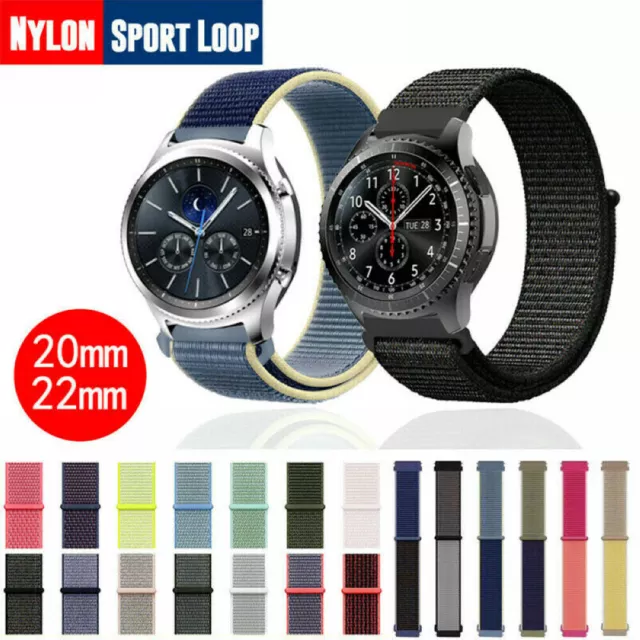 Nylon Sport Loop Band Strap for Samsung Galaxy Watch 41/45mm Active 2 S3 20/22mm