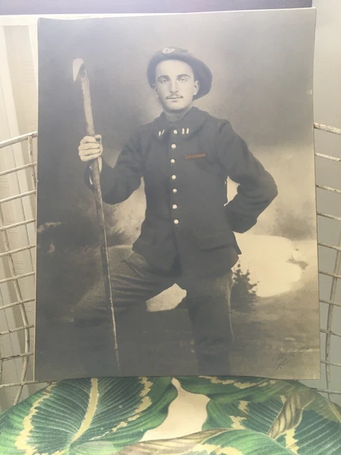 Ancienne PHOTO N&B sur carton SOLDAT MUSICIEN 27 ème Régiment Chasseur Alpin - Collection