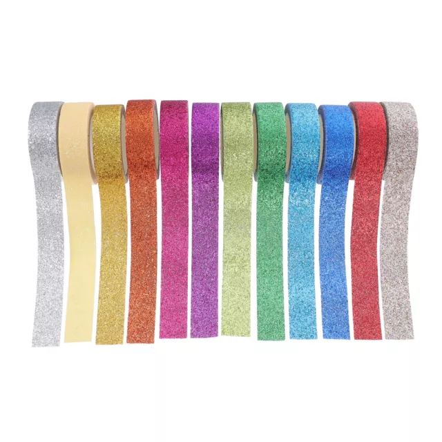 12 Rolls Glitter Washi Tape Rainbow Masking Tape DIY Gift Wrapping
