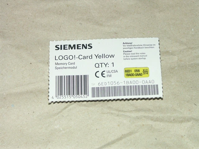 Siemens LOGO!-Card Yellow 6ED1056-1BA00-0AA0 Memory Card -unused-