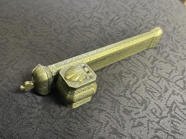 Antique Persian / Turkish Ottoman Brass Divit Inkwell & Pen Box / Scribes Box