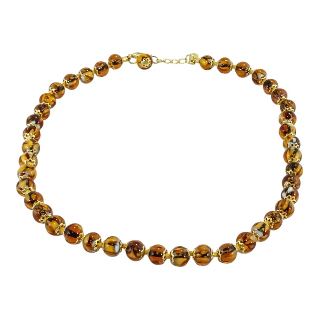 Collier Ancien En Ambre Et Or 18K - Bijou Vintage, Poids 112 Grammes, Très Joli