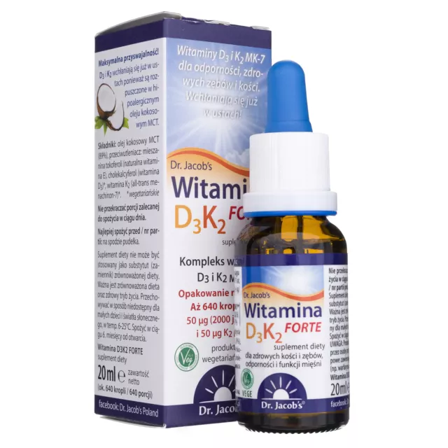 Vitamine D3 + K2 FORTE gouttes du Dr. Jacob's, 20 ml