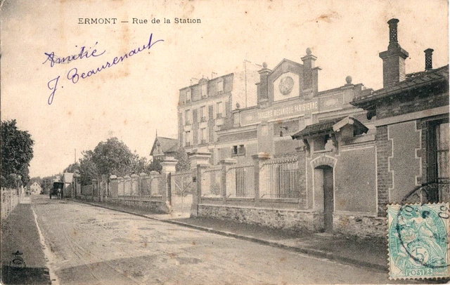 Cpa - 95 - Ermont - Rue De La Station.