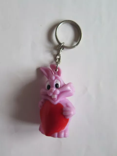 Schlüsselanhänger Hase Bunny mit Herz aus Gummi ca. 5 cm