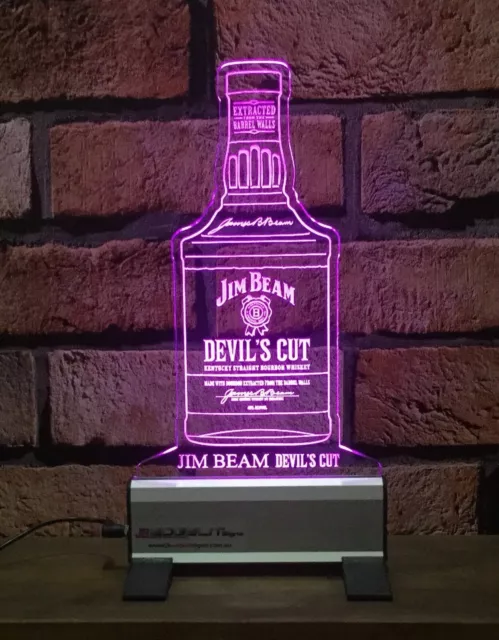 Jim Beam Devils Cut Bottle LED Sign,Edgelit,Bar,Mancave,Led,Remote Control,Light