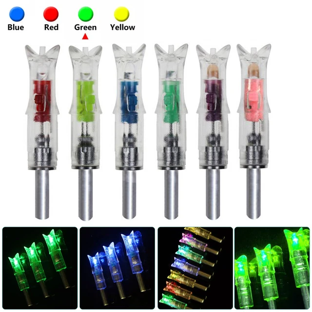 6Pc LED Lighted Nocks for Crossbow Bolts .300''/7.62mm Inside Diameter Half Moon 3