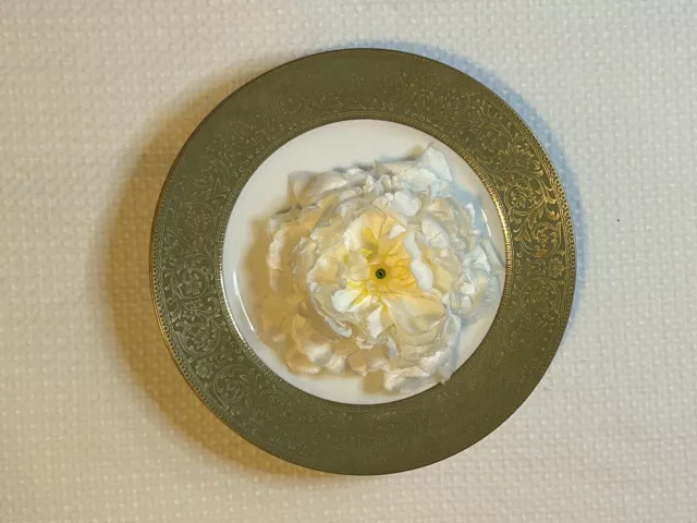 Sango China Versailles #3632 Green Gold Trim 4 Dinner Plates & 1 Serving Plate 2