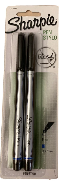 Sharpie pen lot Fine Point Writing Pens 2 package Blue Stylo no bleed 1742660