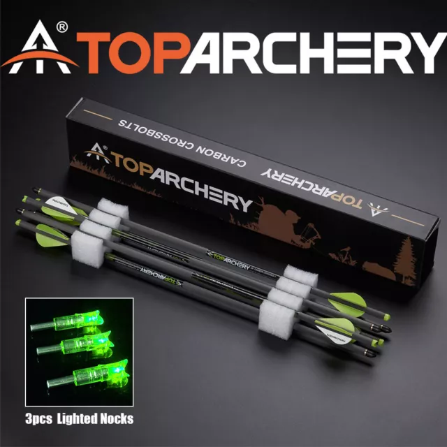 Toparchery 6pcs 20" Crossbow Bolts Straightness 006 & 3x Lighted Nock Hunting
