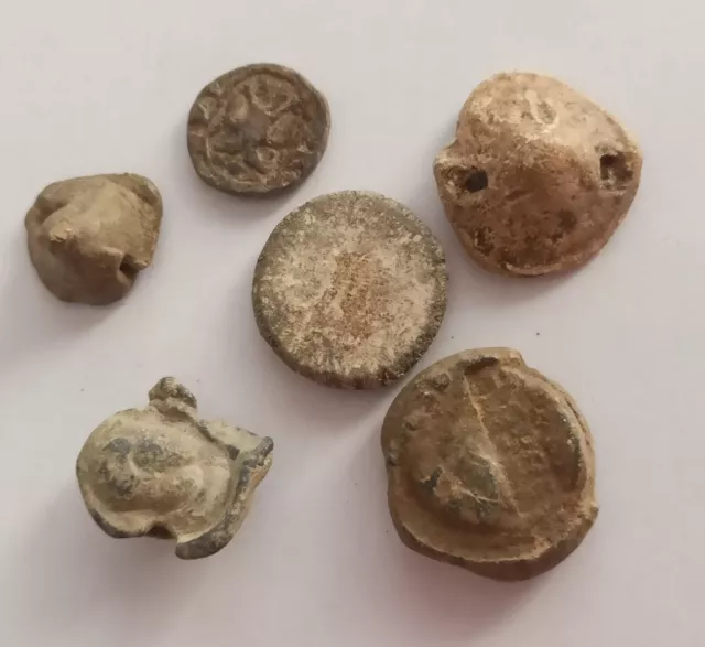 Lot Of 6 Ancient Roman To Byzantine Lead Seals 200-1000 Ad