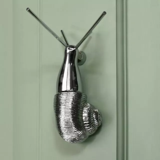 Bright Chrome Snail Door Knocker Front Door Furniture - Supplied With Fixings
