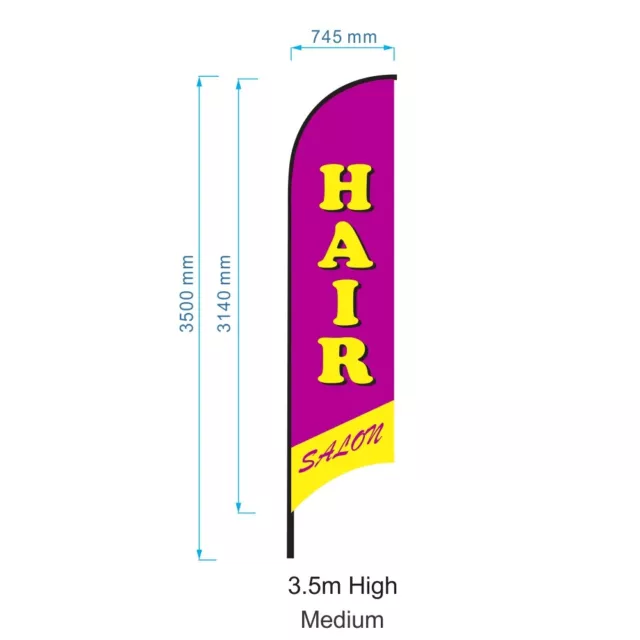 3.5m Hair Salon Replacement Flag / Adverting Ourdoor  Sign (without Pole/Base)