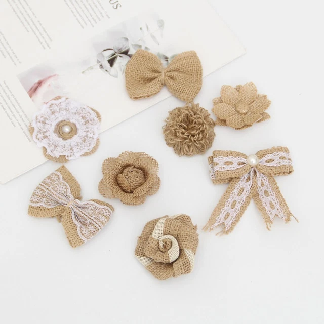 8 dées de Tole de jute | tole de jute, fleurs en tole de jute