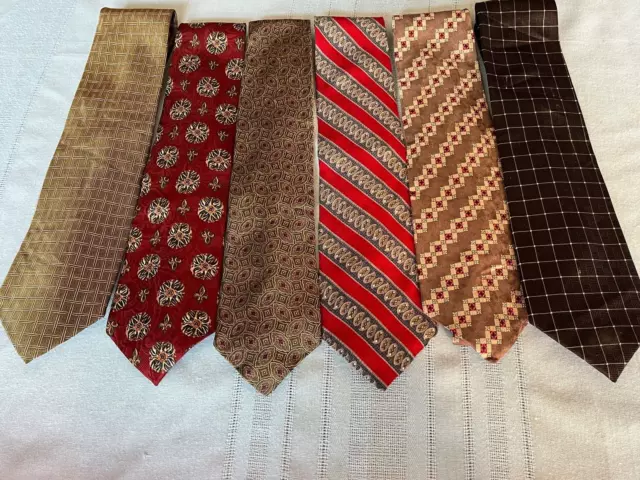 Lot of 6 Designer Men Ties Claiborne 100% Silk Neckties Classic 56-57”