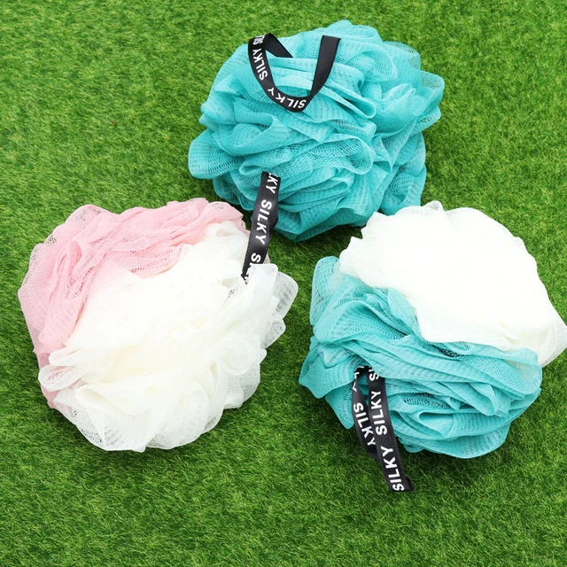 3 piezas esponja de baño ducha bufanda esponja malla a granel burbujas de baño de doble color