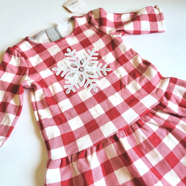 Gymboree Girls 4T North Pole Party Red Buffalo Plaid Snowflake Dress NWT