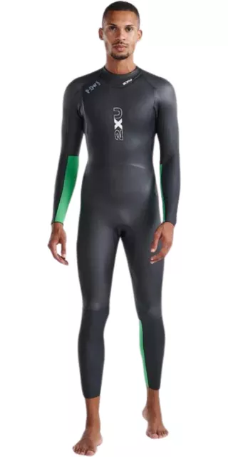 2XU Mens Propel Open Water Swim Wetsuit - Black / Bright Green