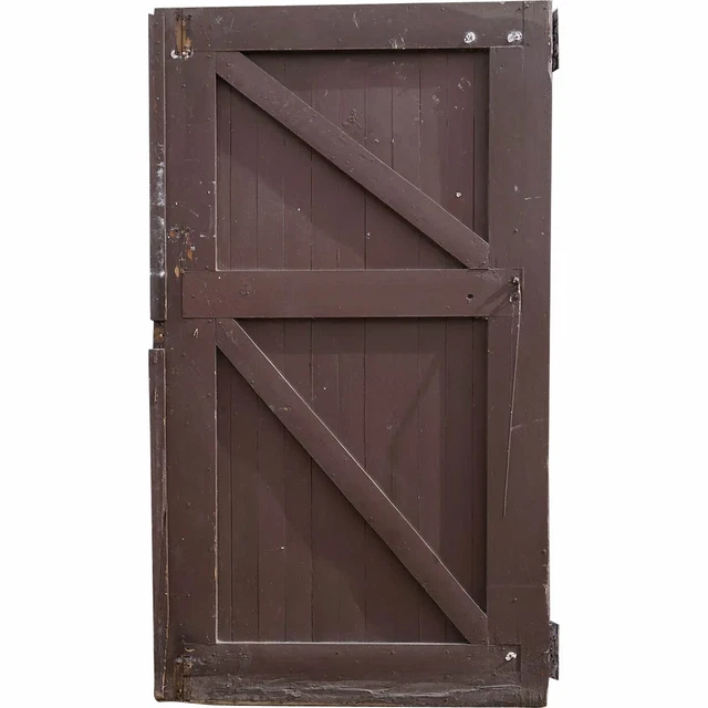 Vintage American Tudor Style Painted Solid Pine Barn Door c. 1920