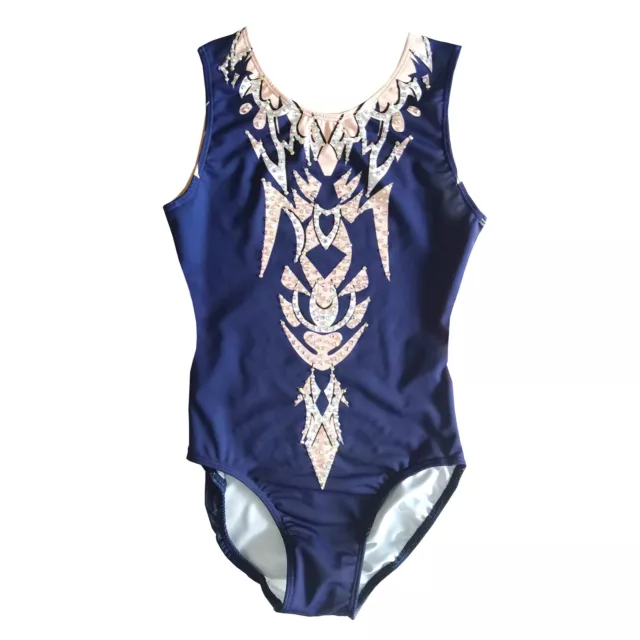 2024 Artistic gymnastics girl navy blue diamond inlaid dance costume