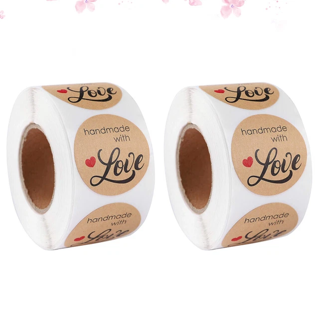 2 Rollen selbstklebende Aufkleber Loving Heart Printed Round Packaging Stickers