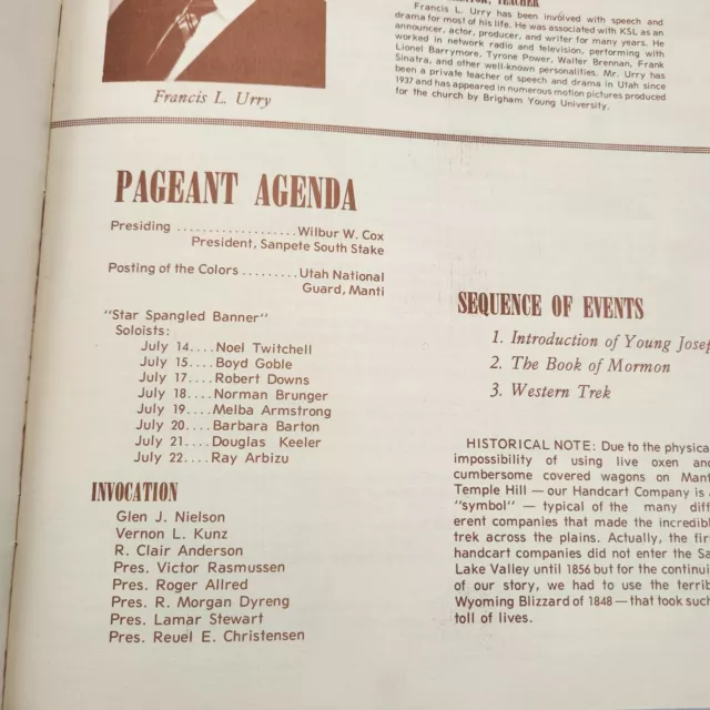 1972 The Mormon Miracle Pageant Program Handout Brochure Booklet Manti Utah LDS 3