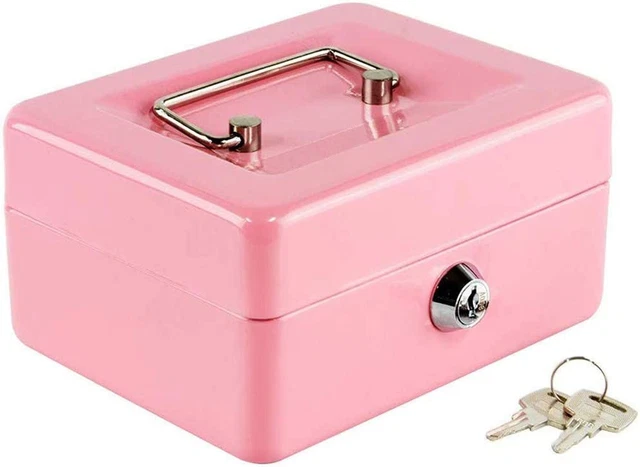 KYODOLED Cash Box with Money Tray,Small Safe Lock Box with Key,Cash Drawer,5.91"