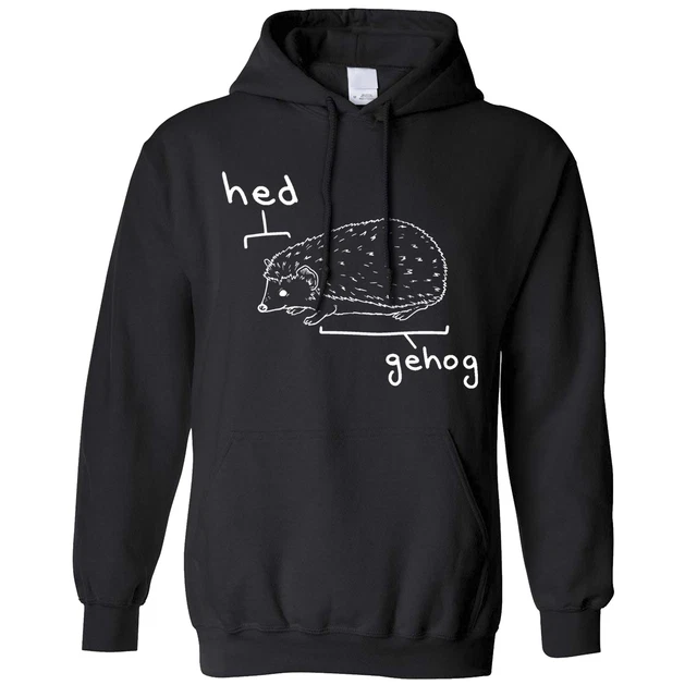 Hedgehog Hed Hoodie Funny Wildlife Cute Animal Joke Slogan Pun Hedge Hog Hooded