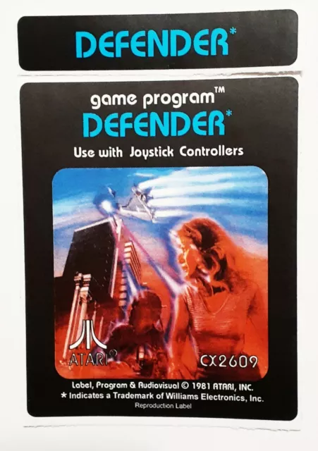 Replacement Atari 2600 Defender Label - Machine cut just peel and stick