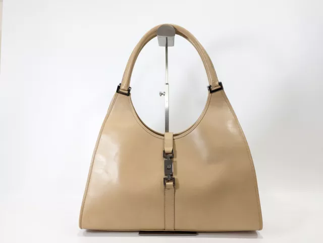 Gucci Jackie Hand Shoulder bag Leather Beige Authentic