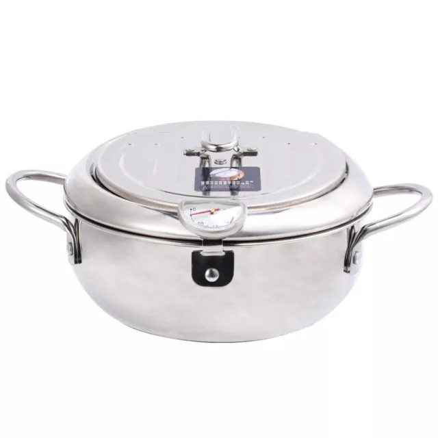 Thermometer Frying Pan Tempura Deep Fryer Deep Fryer Pots Stainless Steel